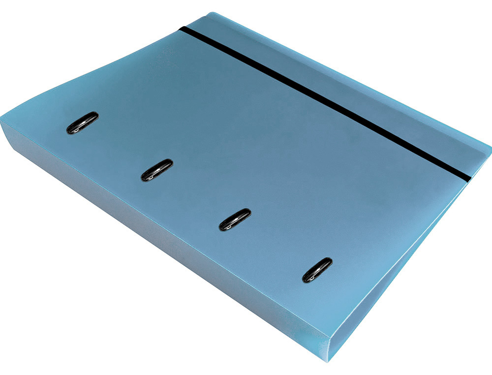 CARPETA CON RECAMBIO LIDERPAPEL A4 CUADRO 5MM 100 HOJAS 80G POLIPROPILENO 4 ANILLAS 40MM CELESTE OPACO