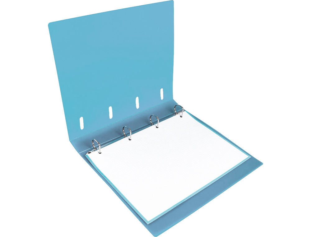 CARPETA CON RECAMBIO LIDERPAPEL A4 CUADRO 5MM 100 HOJAS 80G POLIPROPILENO 4 ANILLAS 40MM CELESTE OPACO