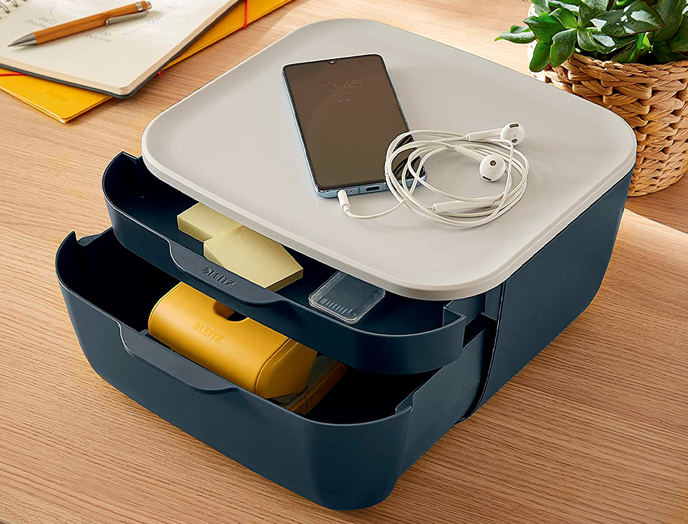 FICHERO CAJONES DE SOBREMESA LEITZ COSY 2 CAJONES GRIS