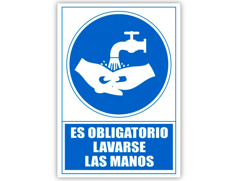 PICTOGRAMA ARCHIVO 2000 OBLIGATORIO LAVARSE LAS MANOS PVC COLOR AZUL 210X297 MM