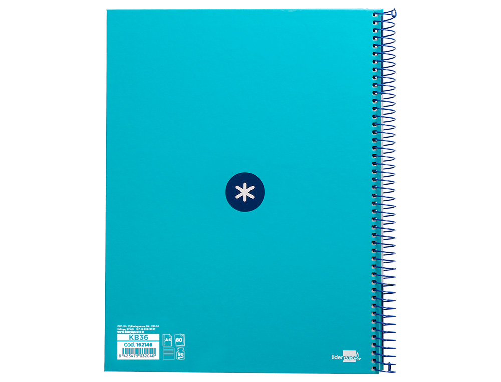 CUADERNO ESPIRAL A4 MICRO ANTARTIK TAPA FORRADA80H 90 GR HORIZONTAL 1 BANDA 4 TALADROS COLOR TURQUESA