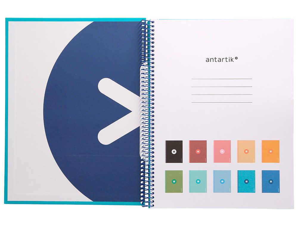 CUADERNO ESPIRAL A4 MICRO ANTARTIK TAPA FORRADA80H 90 GR HORIZONTAL 1 BANDA 4 TALADROS COLOR TURQUESA