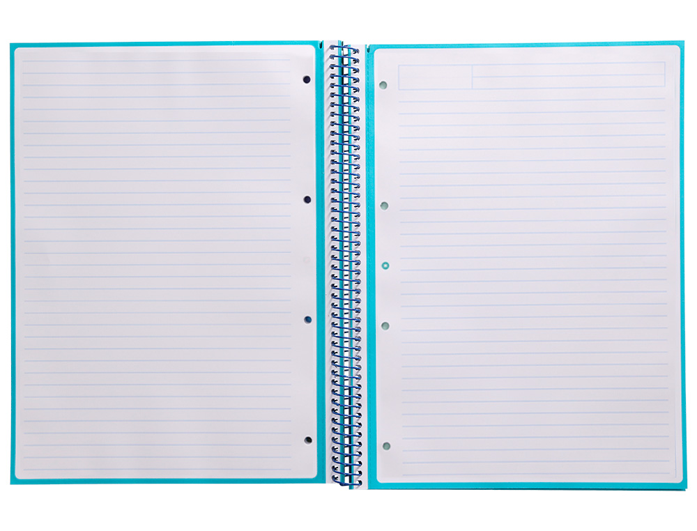 CUADERNO ESPIRAL A4 MICRO ANTARTIK TAPA FORRADA80H 90 GR HORIZONTAL 1 BANDA 4 TALADROS COLOR TURQUESA