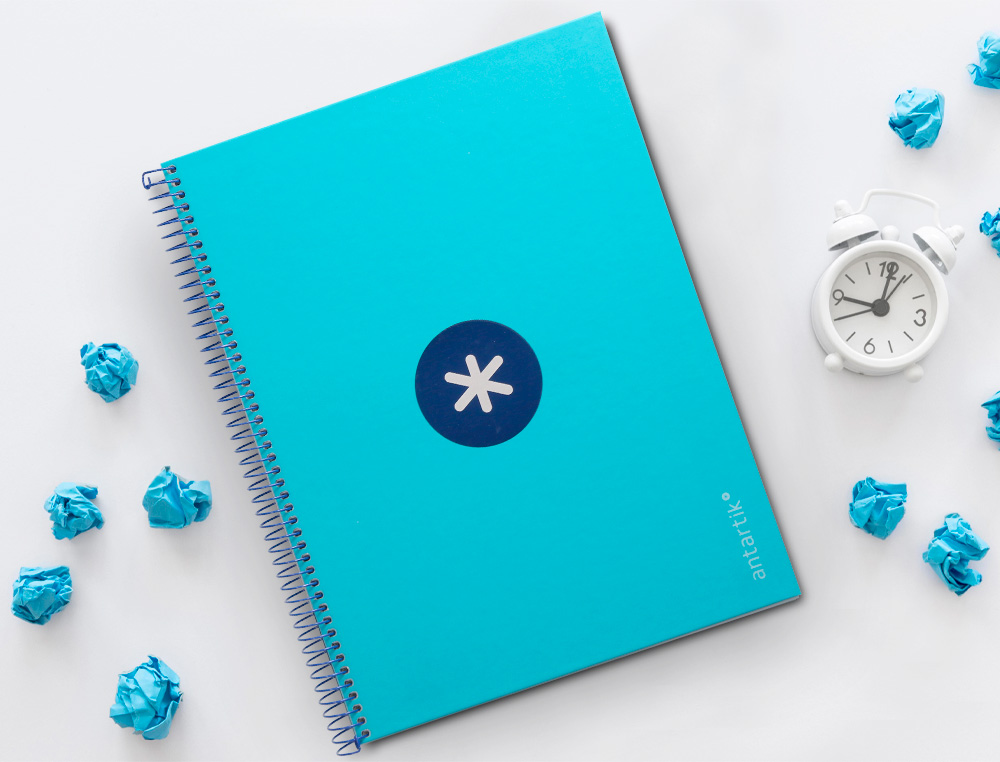CUADERNO ESPIRAL A4 MICRO ANTARTIK TAPA FORRADA80H 90 GR HORIZONTAL 1 BANDA 4 TALADROS COLOR TURQUESA