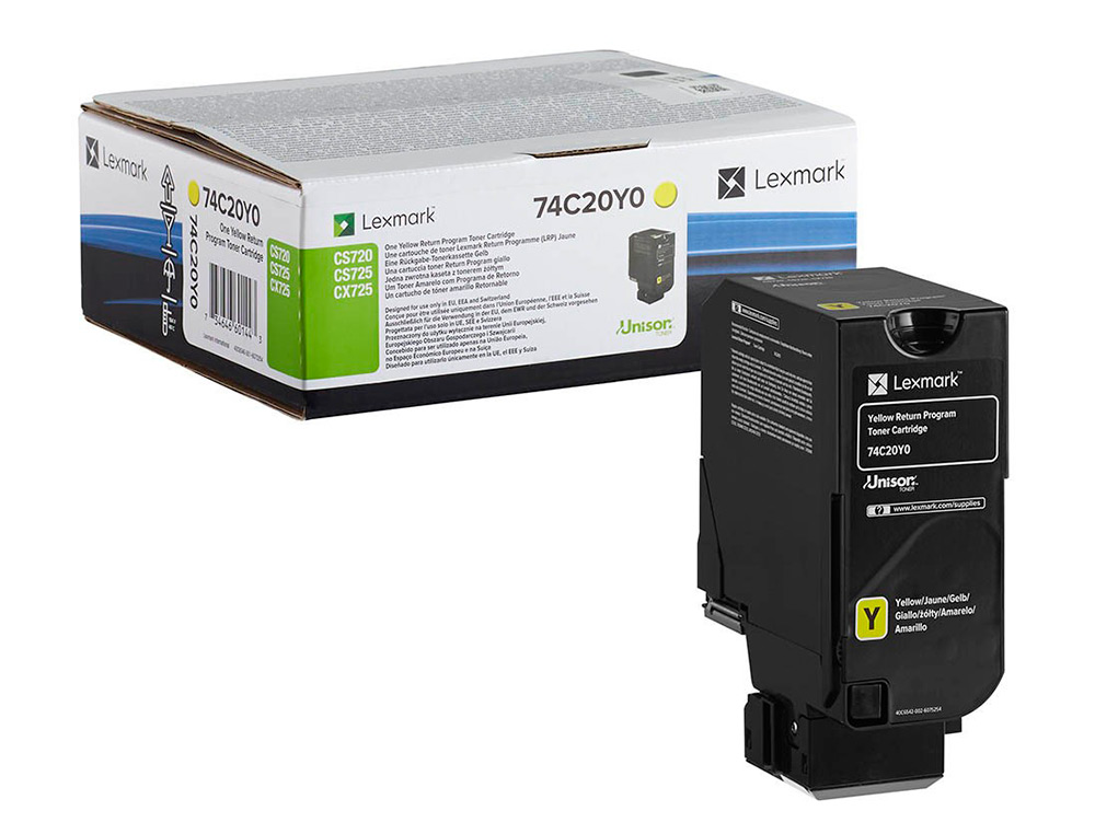 TONER LEXMARK LASER 74C20Y0 CX725DE / CS720DE / CS725DE AMARILLO 3000 PAGINAS