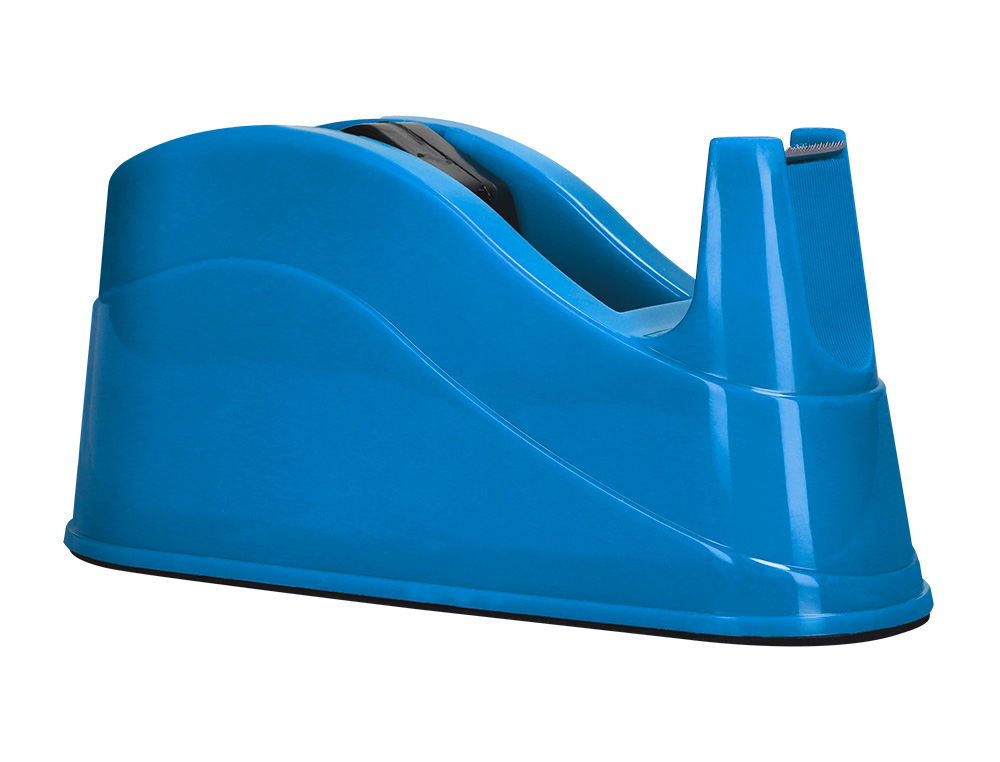 PORTARROLLO SOBREMESA Q-CONNECT PLASTICO PARA CINTAS DE 66 MT COLOR AZUL 220X100X70 MM
