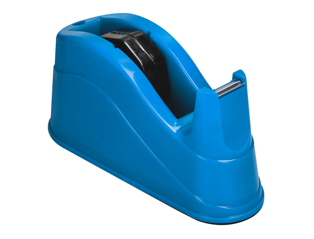 PORTARROLLO SOBREMESA Q-CONNECT PLASTICO PARA CINTAS DE 66 MT COLOR AZUL 220X100X70 MM