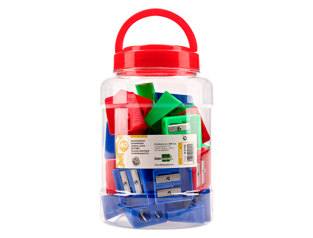 SACAPUNTAS LIDERPAPEL PLASTICO 2 USOS COLORES SURTIDOS