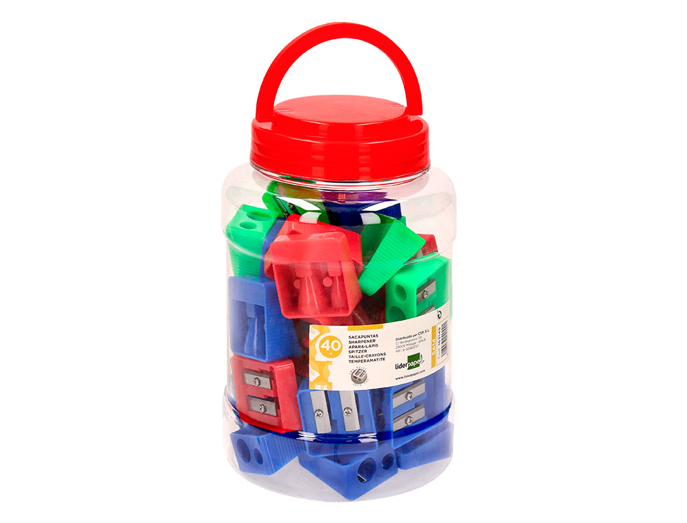 SACAPUNTAS LIDERPAPEL PLASTICO 2 USOS COLORES SURTIDOS