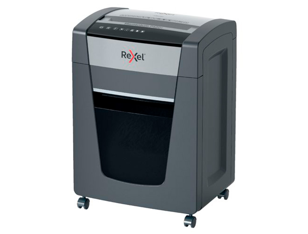 DESTRUCTORA DE DOCUMENTOS REXEL MOMENTUM EXTRA P420+ CAPACIDAD CORTE 20 H P4 DESTRUYE GRAPAS CLIPS CD Y