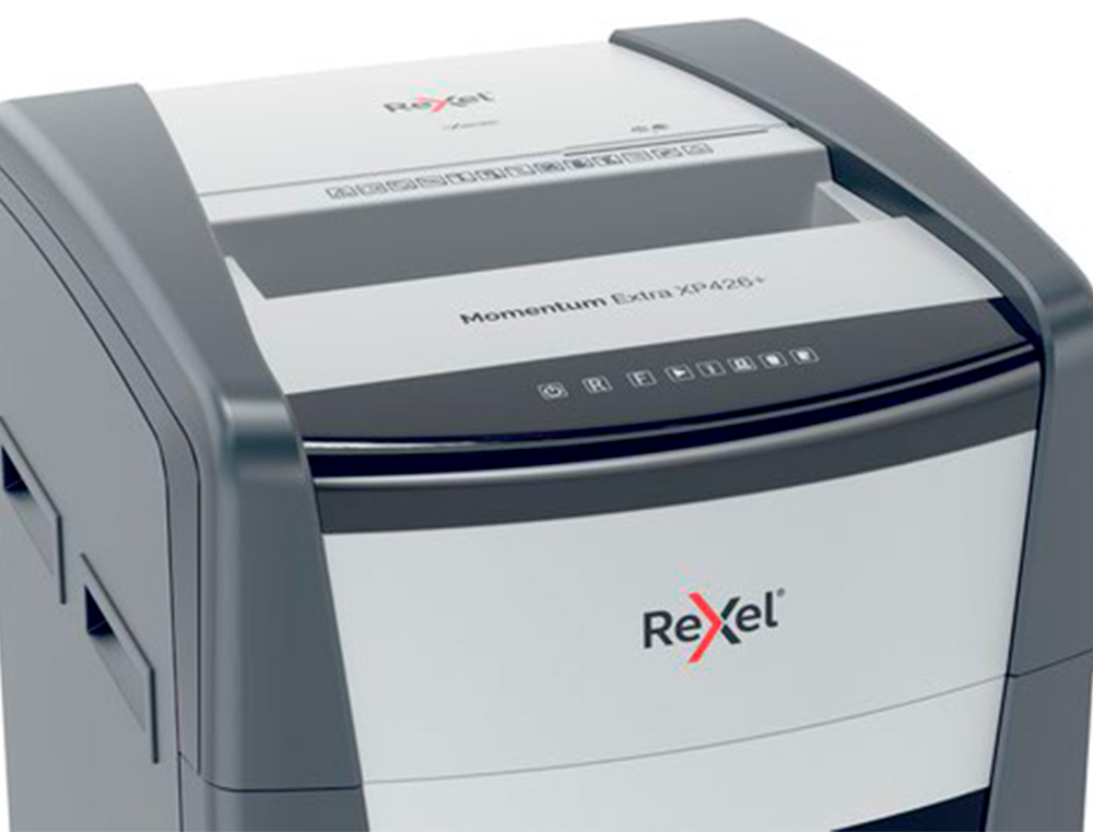 DESTRUCTORA DE DOCUMENTOS REXEL MOMENTUM EXTRA XP426+ CAPACIDAD CORTE 26 H P4 DESTRUYE GRAPAS CLIPS CD Y