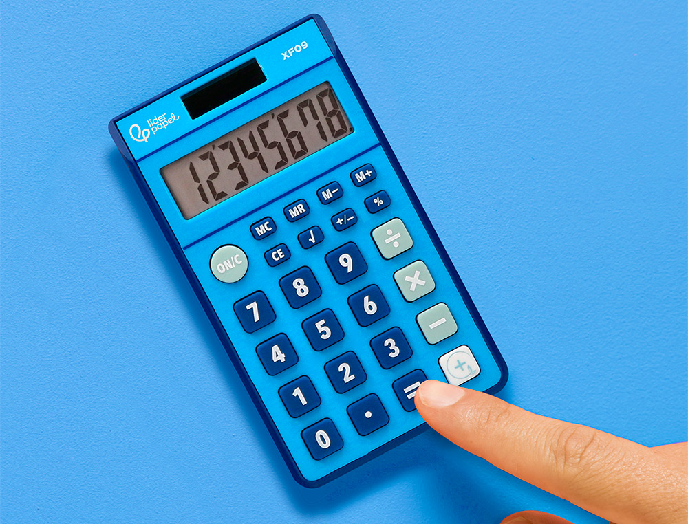 CALCULADORA LIDERPAPEL BOLSILLO XF09 8 DIGITOS SOLAR Y PILAS COLOR AZUL 115X65X8 MM