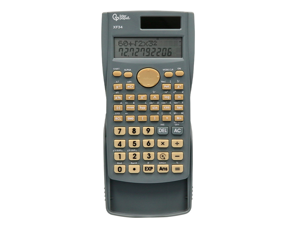 CALCULADORA LIDERPAPEL CIENTIFICA XF34 12 DIGITOS 240 FUNCIONES CON TAPA SOLAR Y PILAS COLOR GRIS 156X85X20