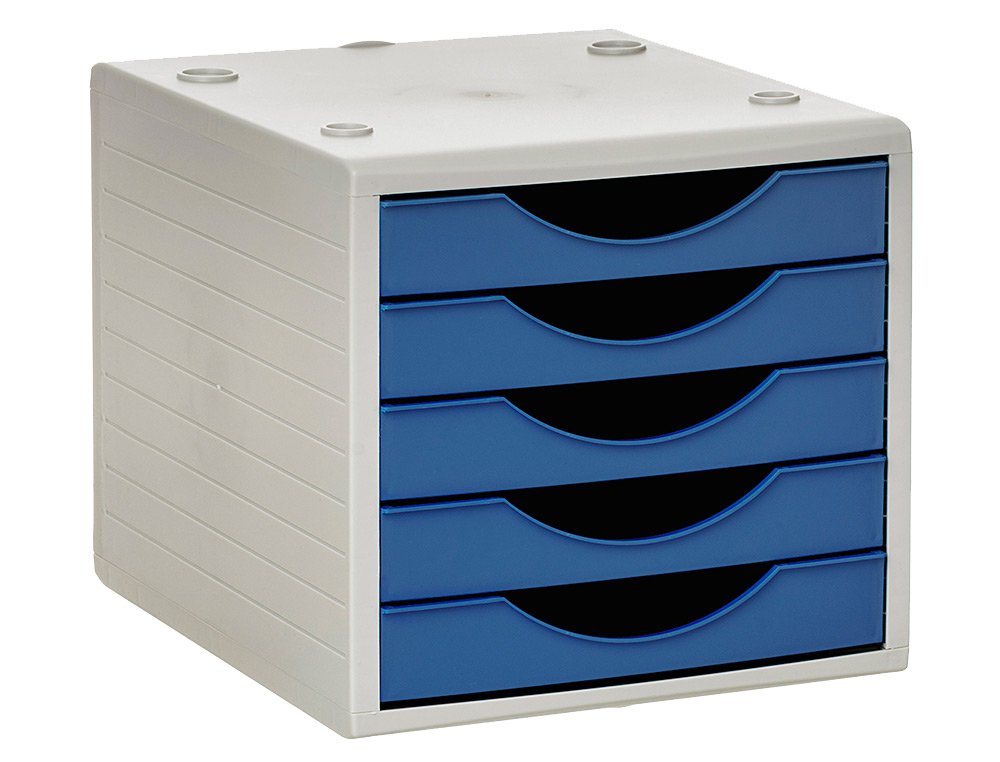 FICHERO CAJONES DE SOBREMESA ARCHIVO 2000 5 CAJONES COLOR AZUL OPACO 270X340X260 MM