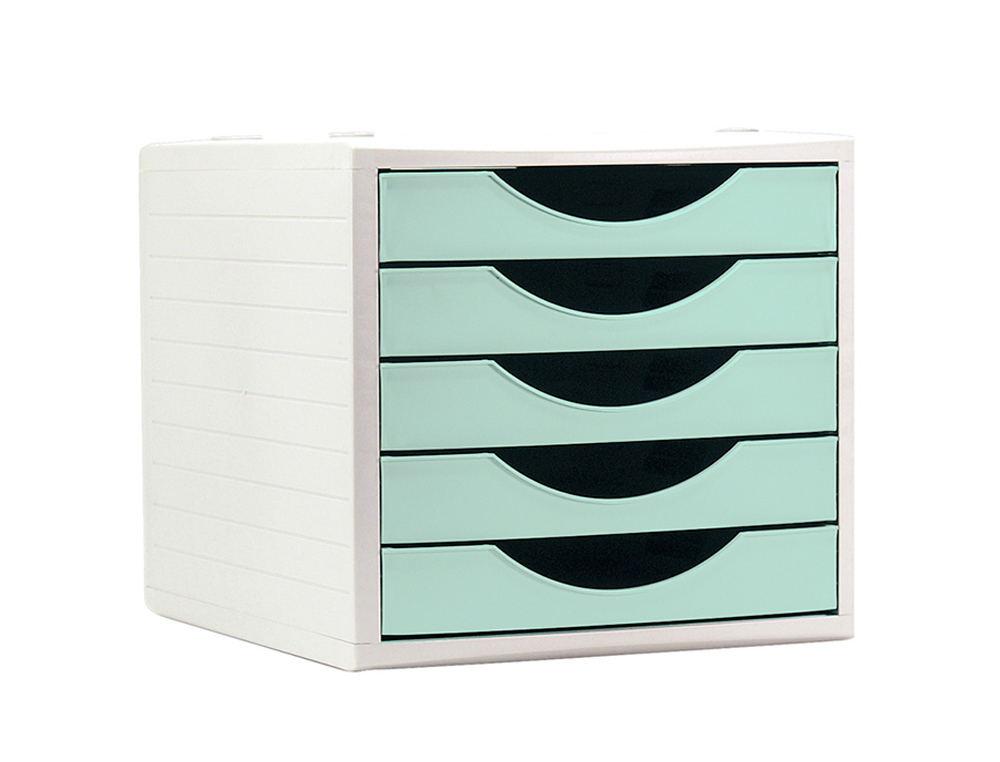 FICHERO CAJONES DE SOBREMESA ARCHIVO 2000 5 CAJONES COLOR VERDE PASTEL 270X340X260 MM