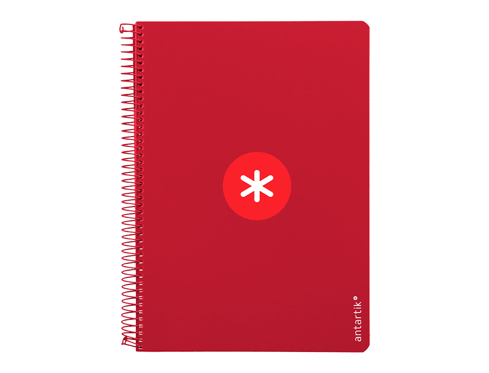 CUADERNO ESPIRAL A4 ANTARTIK TAPA DURA 80H 90GR CUADRO 4MM CON MARGEN COLOR FRAMBUESA