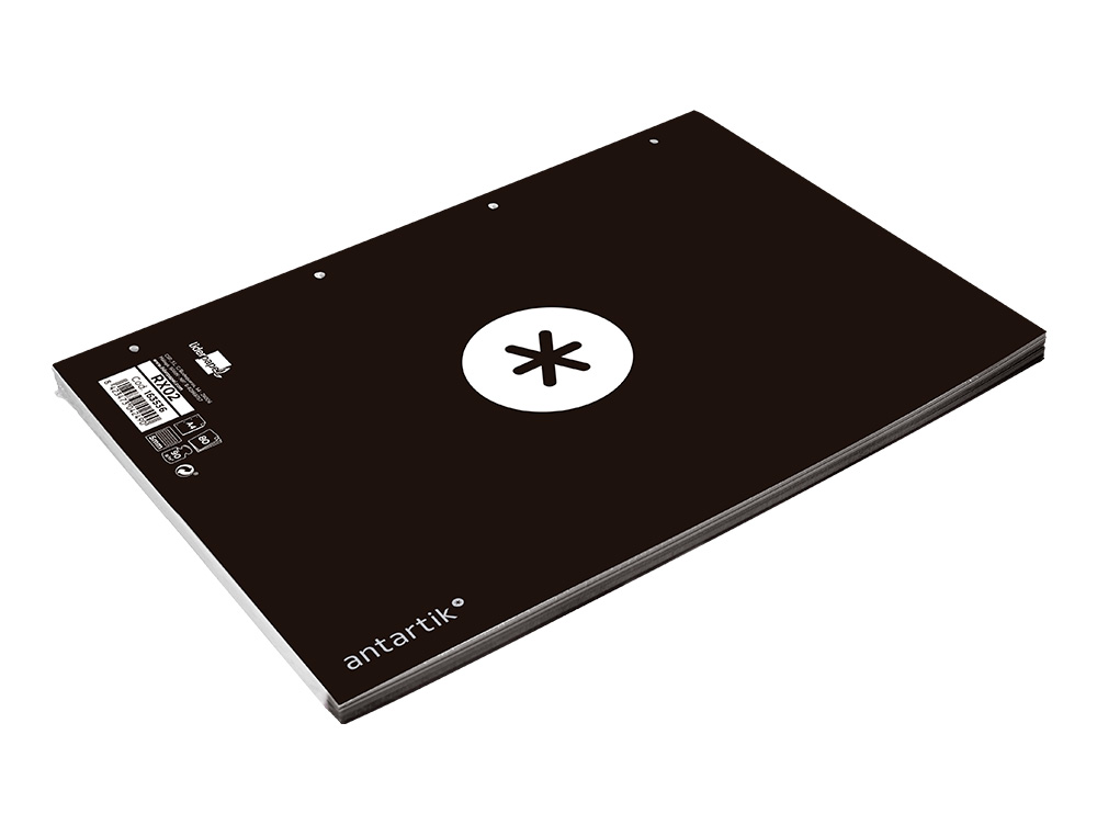 RECAMBIO ANTARTIK A4 80 HOJAS 90G/M2 CUADRO 5 MM 4 TALADROS 1 BANDA MARCO COLOR NEGRO
