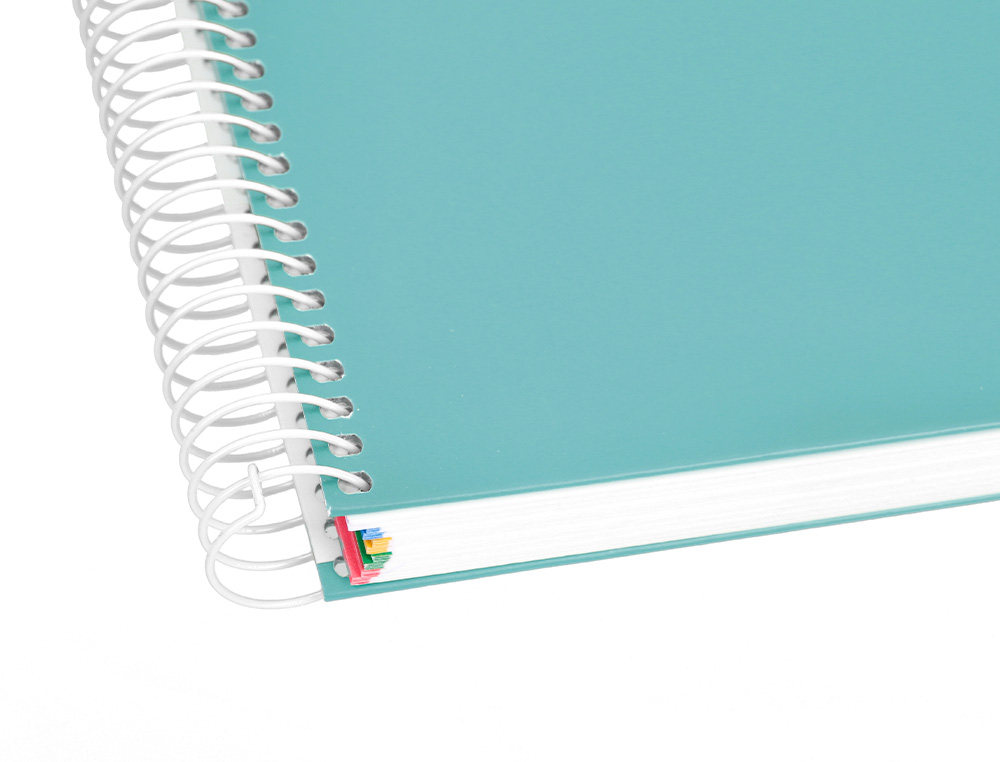 CUADERNO ESPIRAL A4 MICRO ANTARTIK TAPA FORRADA 120H 90 GR LISO 5 BANDAS 4 TALADROS COLOR MENTA