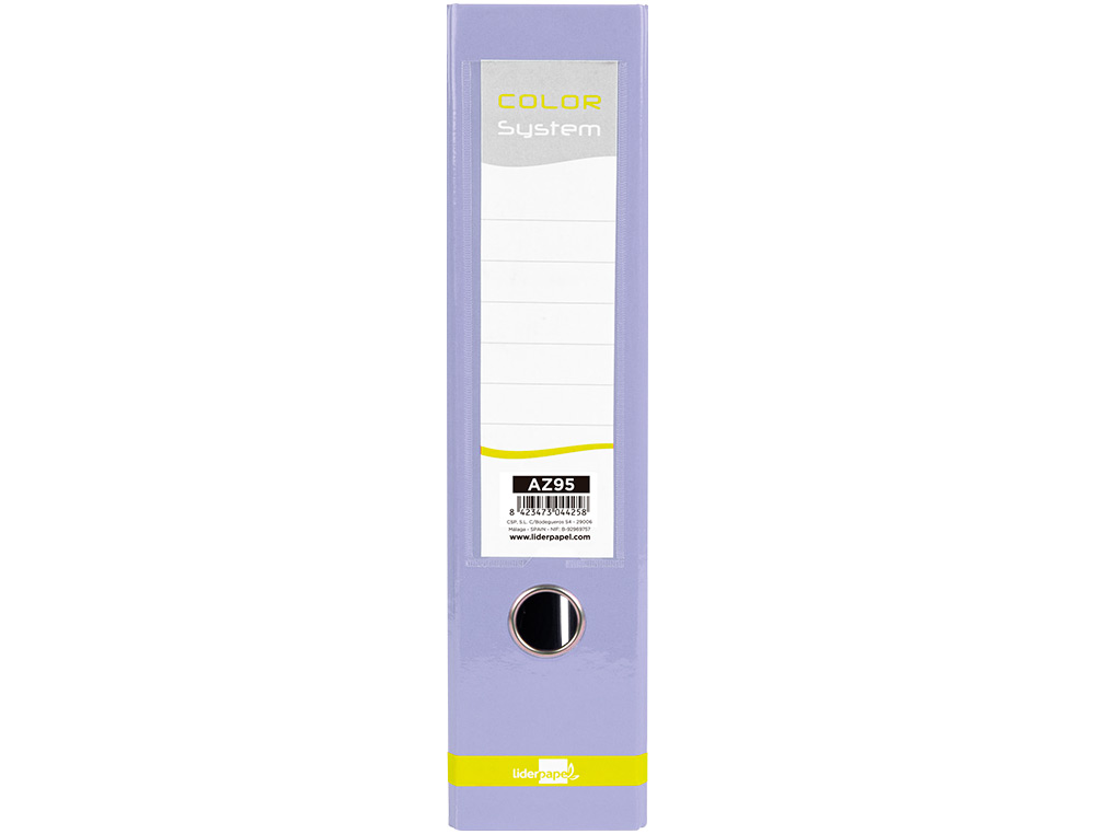 ARCHIVADOR DE PALANCA LIDERPAPEL A4 COLOR SYSTEM FORRADO SIN RADO LOMO 80 MM LAVANDA COMPRESOR METALICO