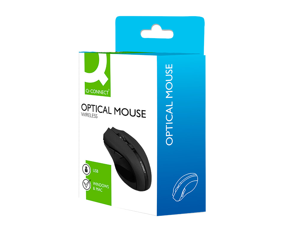 RATON Q-CONNECT OPTICO INALAMBRICO 1000 DPI RECEPTOR USB 2,4 GHZ NEGRO