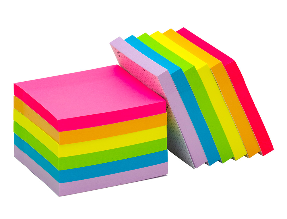 BLOC DE NOTAS ADHESIVAS QUITA Y PON Q-CONNECT 76X76 MM FSC COLORES NEON Y PASTEL SURTIDOS