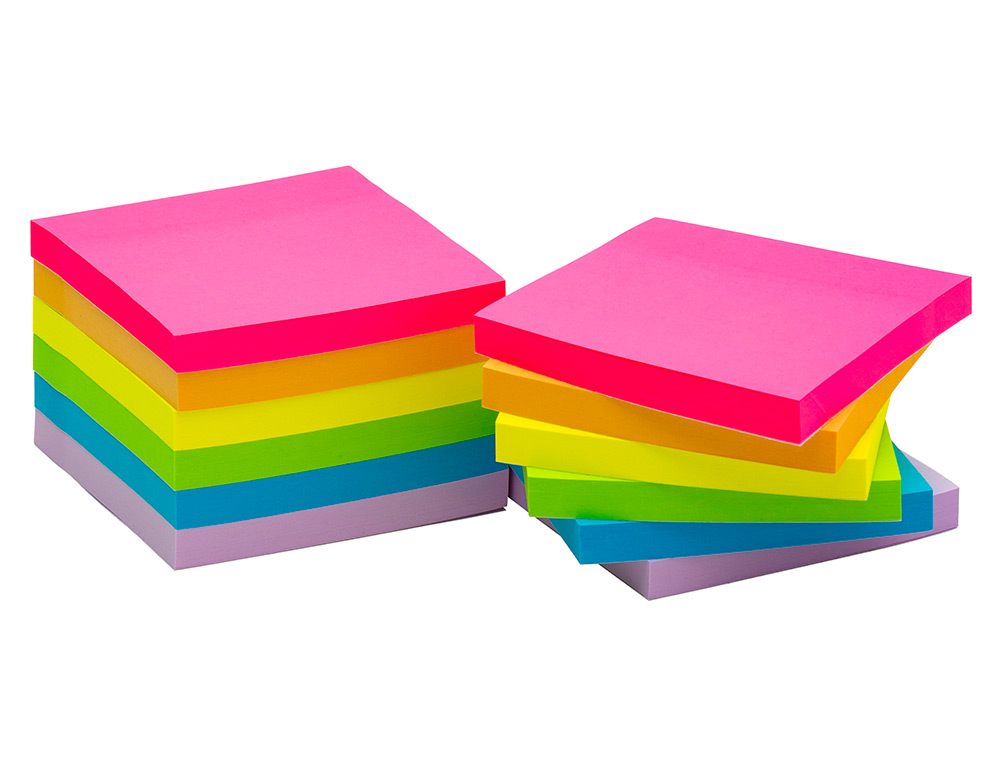 BLOC DE NOTAS ADHESIVAS QUITA Y PON Q-CONNECT 76X76 MM FSC COLORES NEON Y PASTEL SURTIDOS