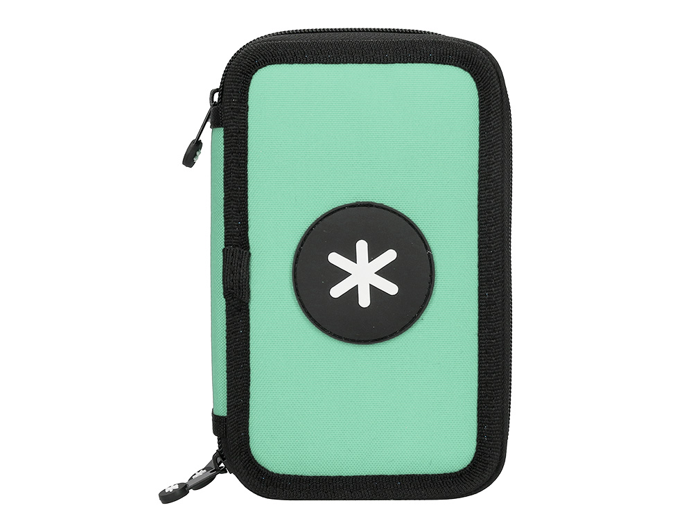 PLUMIER ESCOLAR ANTARTIK TRIPLE CREMALLERA COLOR MENTA 36 PIEZAS