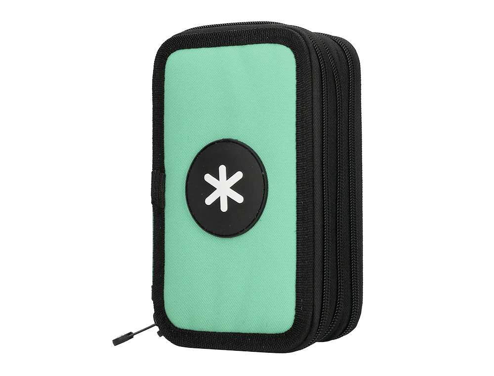 PLUMIER ESCOLAR ANTARTIK TRIPLE CREMALLERA COLOR MENTA 36 PIEZAS
