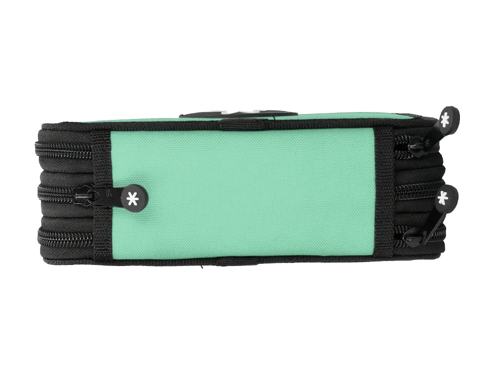PLUMIER ESCOLAR ANTARTIK TRIPLE CREMALLERA COLOR MENTA 36 PIEZAS