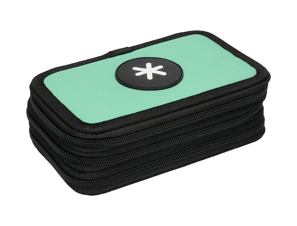 PLUMIER ESCOLAR ANTARTIK TRIPLE CREMALLERA COLOR MENTA 36 PIEZAS