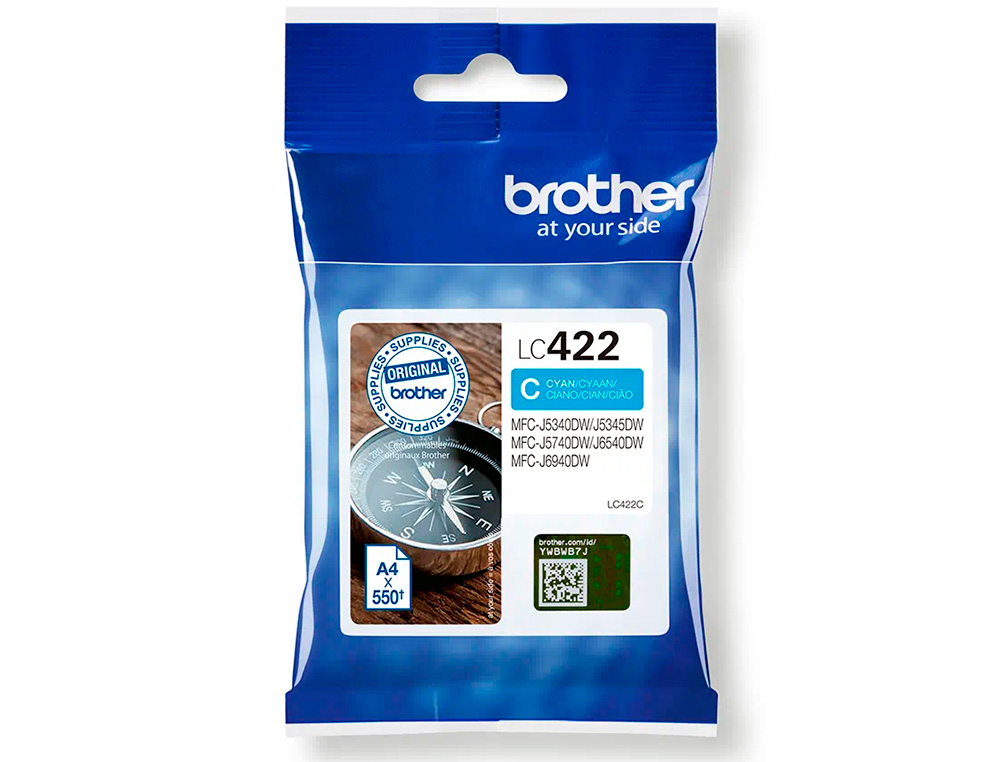 INK-JET BROTHER LC-422C CYAN MFC-J5340DW / MFC-J5740DW / MFC-J6540DW / MFC-J6940DW 550 PAGINAS