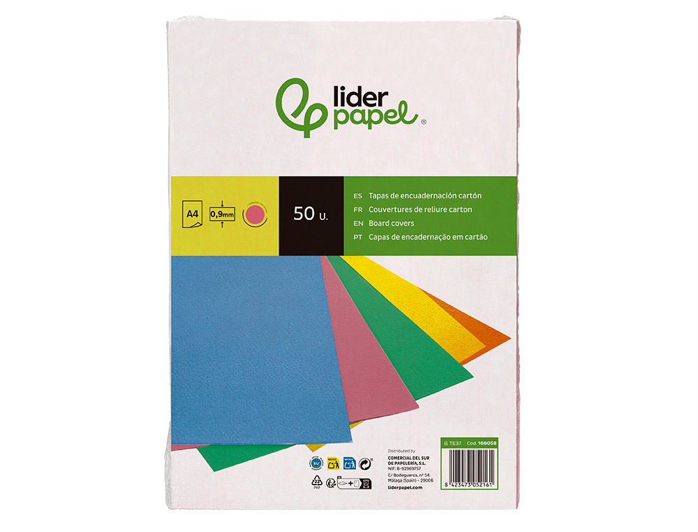 TAPA ENCUADERNACION LIDERPAPEL CARTON A4 0,9MM ROSA FLUOR PAQUETE DE 50 UNIDADES