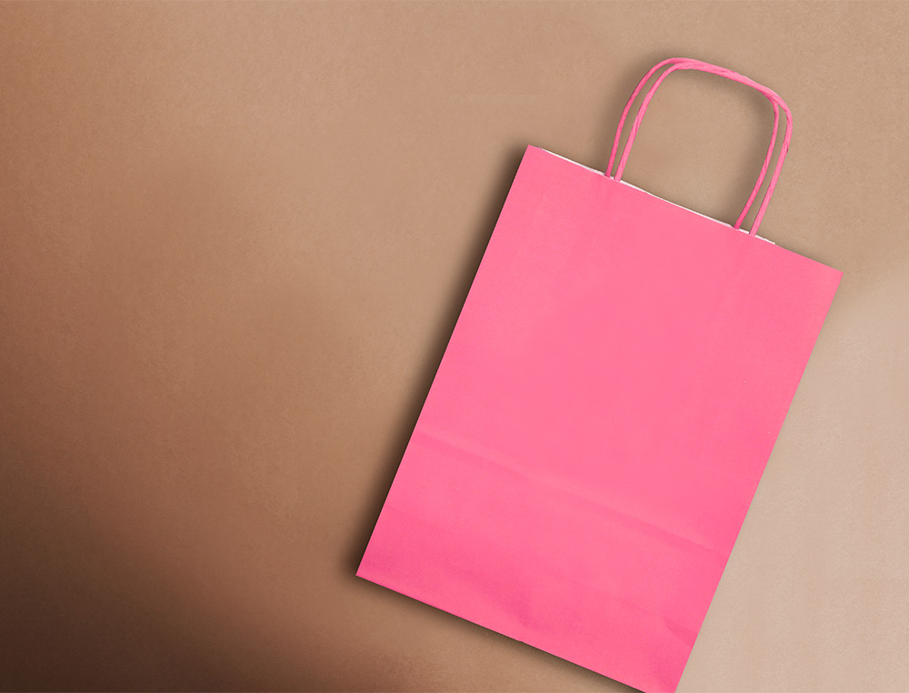 BOLSA PAPEL Q-CONNECT CELULOSA ROSA XS CON ASA RETORCIDA 180X240X80 MM