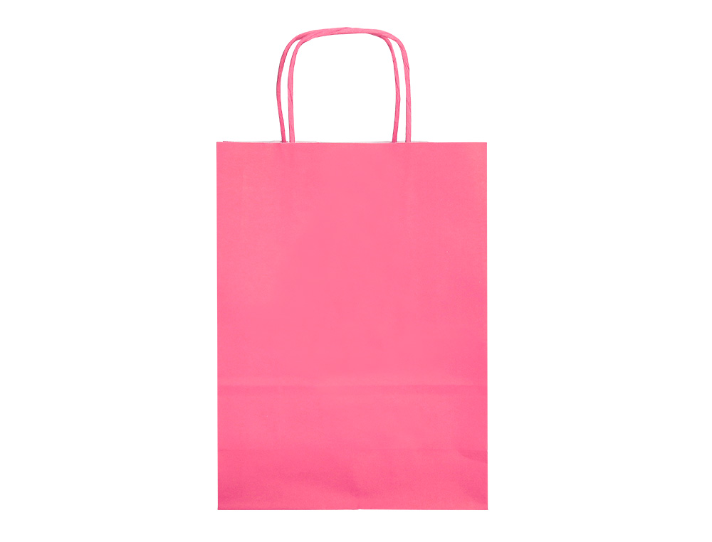 BOLSA PAPEL Q-CONNECT CELULOSA ROSA XS CON ASA RETORCIDA 180X240X80 MM