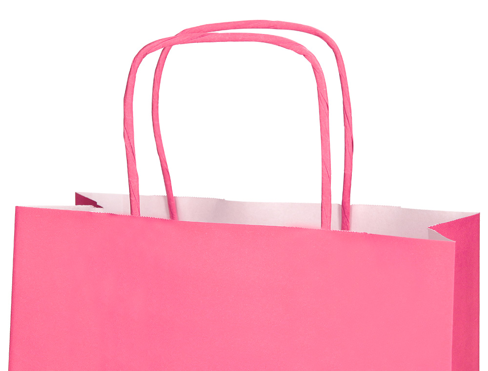 BOLSA PAPEL Q-CONNECT CELULOSA ROSA XS CON ASA RETORCIDA 180X240X80 MM
