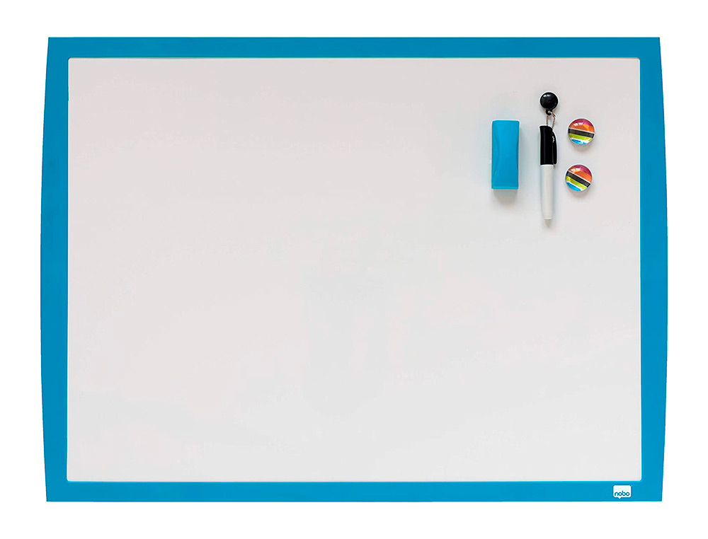 PIZARRA BLANCA NOBO MAGNETICA MARCO AZUL 430X585 MM