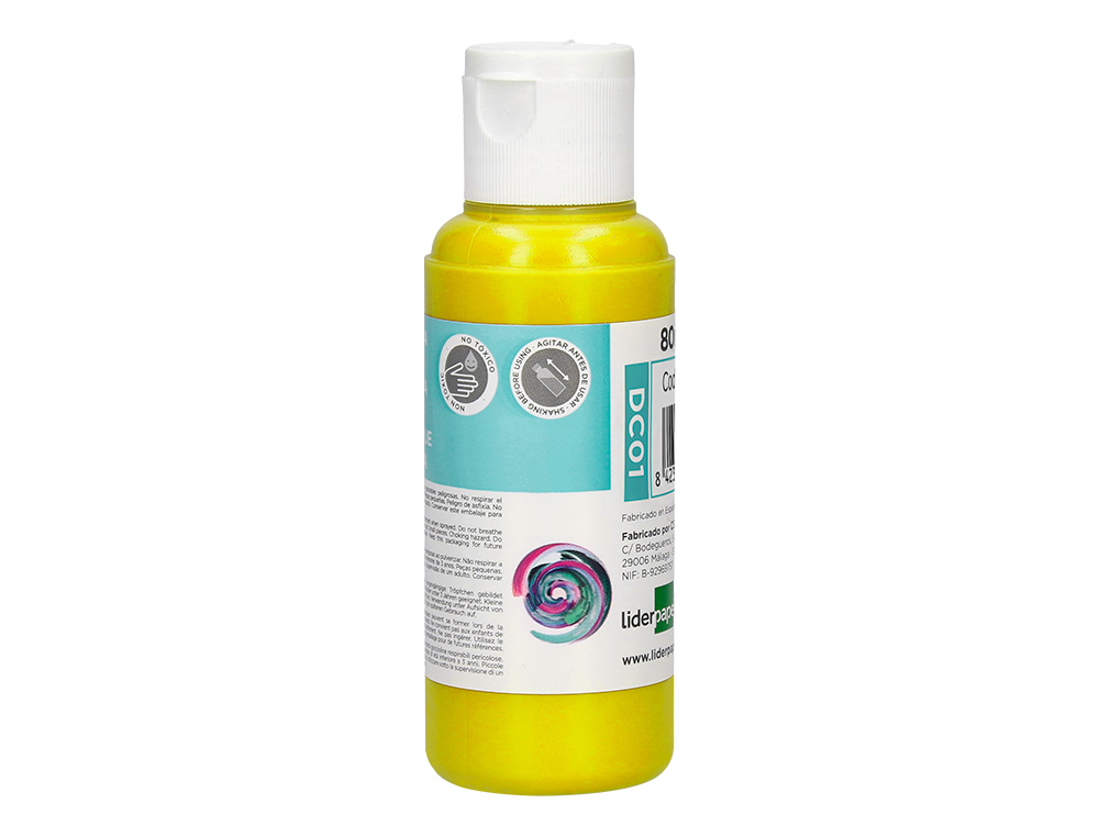 PINTURA ACRILICA LIDERPAPEL BOTE DE 80 ML AMARILLO