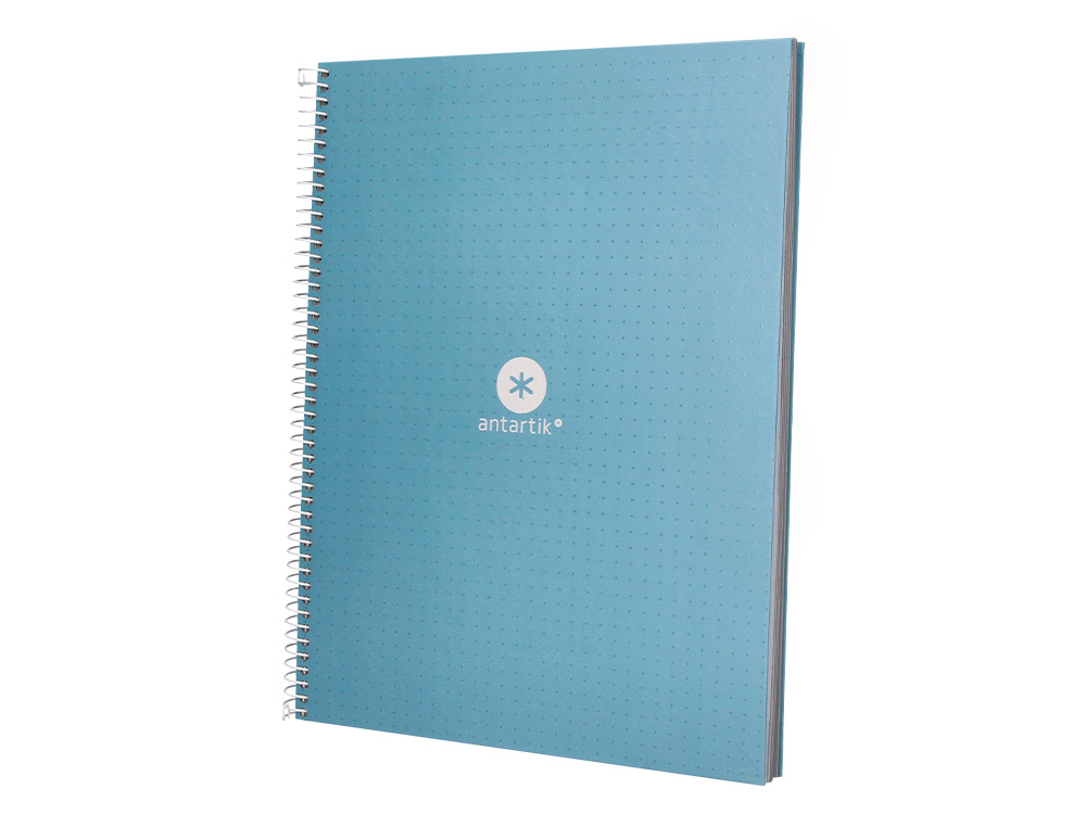 CUADERNO ESPIRAL A4 MICRO ANTARTIK DOTS TAPA FORRADA 80H 90 GR RAYADO PUNTOS 1 BANDA 4 TALADROS CELESTE