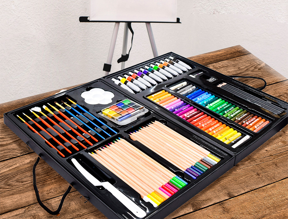 SET DE PINTURAS DALER ROWNEY 163 PIEZAS CON CABALLETE DE ALUMINIO PLEGABLE 500X70X727 MM