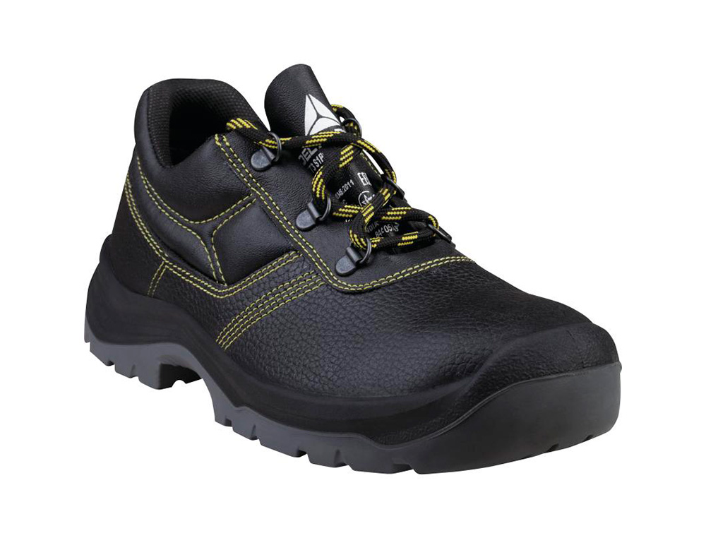 ZAPATOS DE SEGURIDAD DELTAPLUS PIEL CRUPON PIGMENTADA SUELA PU BI DENSIDAD COLOR NEGRO TALLA 39