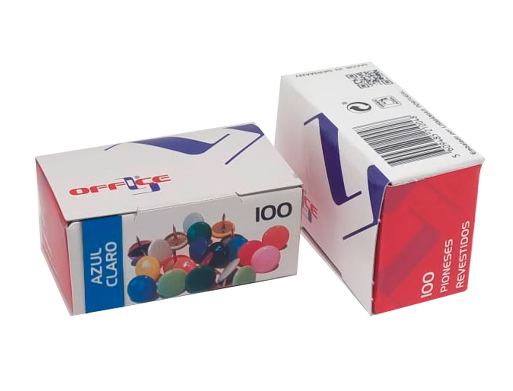 CHINCHETA LISMANIA OFFICE COLOR AZUL CLARO CAJA DE 100 UNIDADES