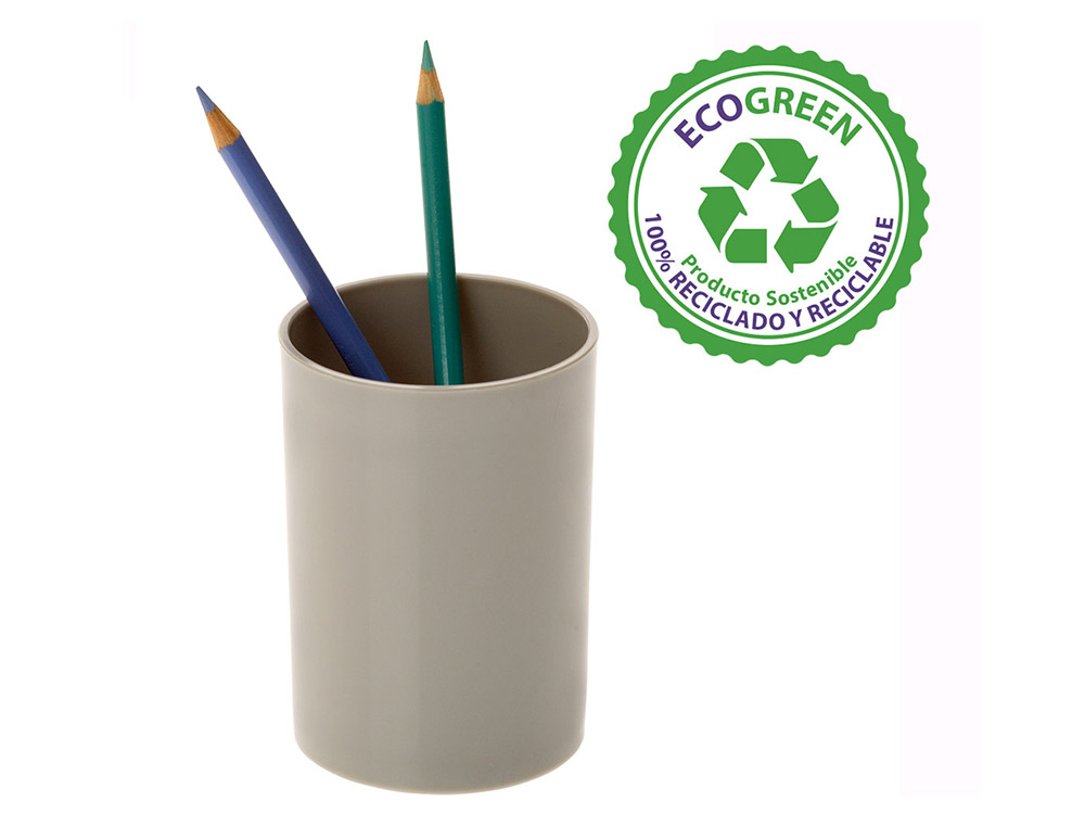 CUBILETE PORTALAPICES ARCHIVO 2000 GRIS OPACO PLASTICO 100% RECICLADO DIAMETRO 75 MM ALTO 105 MM
