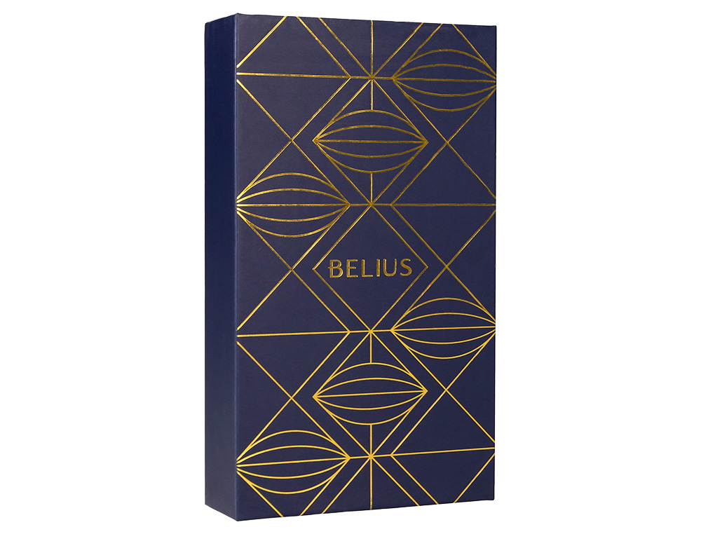 BOLIGRAFO Y ESTUCHE BELIUS SOIREE COLOR AZUL MARINO Y DORADO TINTA AZUL CAJA DE DISEO