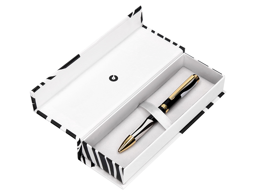 BOLIGRAFO BELIUS DUALITA CUERPO NEGRO COLOR BLANCO TINTA AZUL CAJA DE DISEO