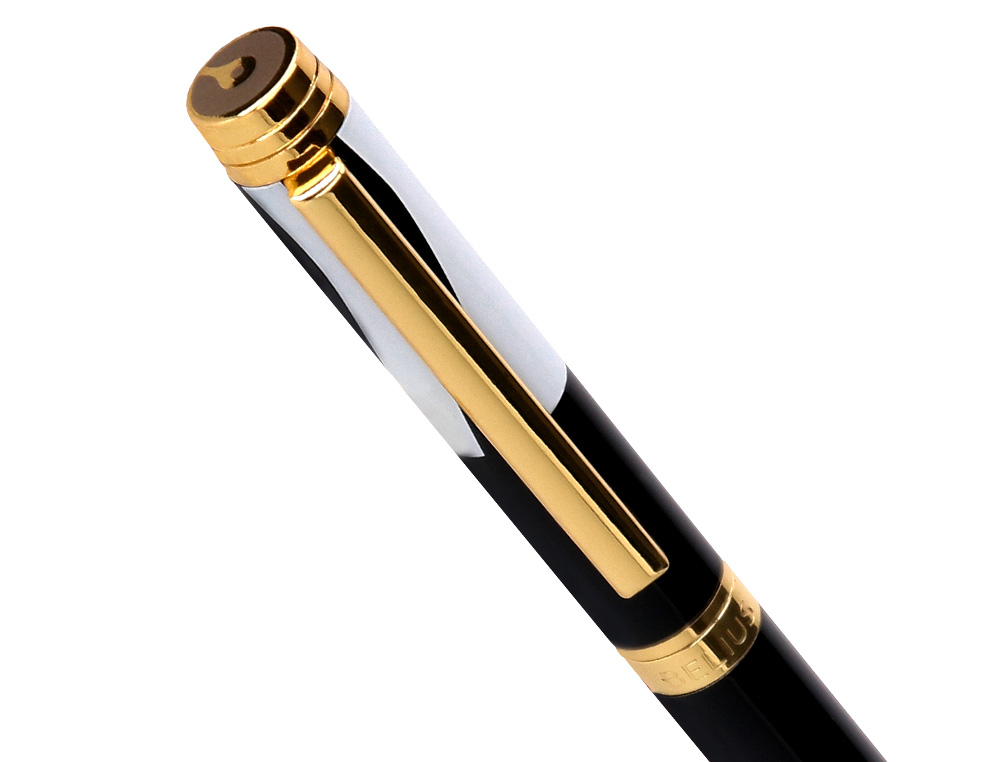 BOLIGRAFO BELIUS DUALITA CUERPO NEGRO COLOR BLANCO TINTA AZUL CAJA DE DISEO