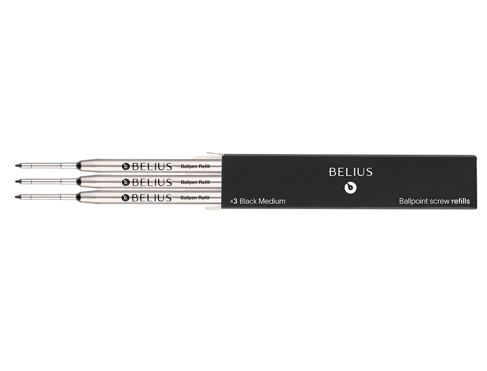 RECAMBIO BOLIGRAFO BELIUS NEGRO 0,8 MM CAJA 3 UNIDADES