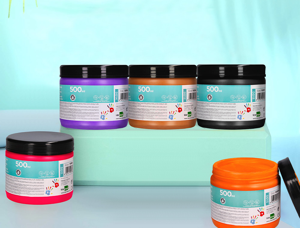 PINTURA DEDOS LIDERPAPEL NARANJA TARRINA DE 500 CC