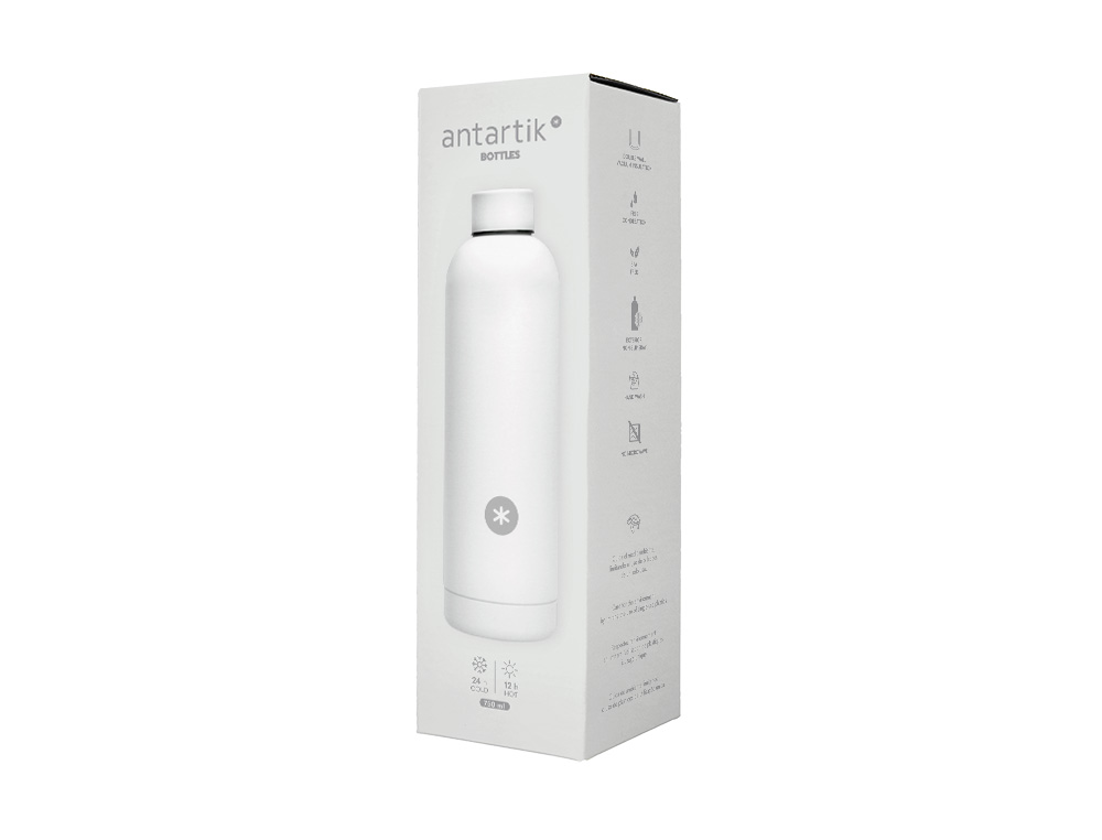 BOTELLA PORTALIQUIDOS ANTARTIK ISOTERMICA ACERO INOXIDABLE LIBRE DE BPA COLOR BLANCO 750 ML