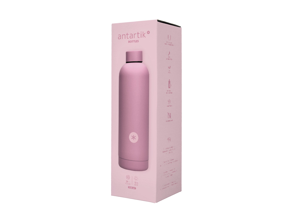 BOTELLA PORTALIQUIDOS ANTARTIK ISOTERMICA ACERO INOXIDABLE LIBRE DE BPA COLOR ROSA 750 ML