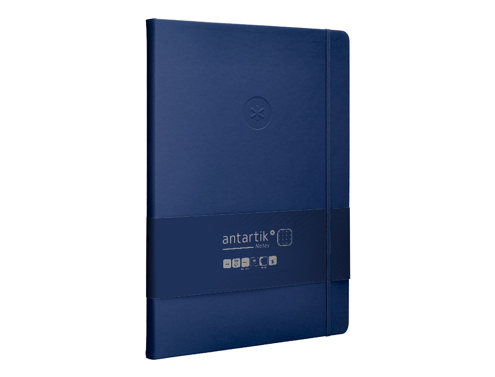CUADERNO CON GOMILLA ANTARTIK NOTES TAPA DURA A4 HOJAS PUNTOS AZUL MARINO 100 HOJAS 80 GR FSC